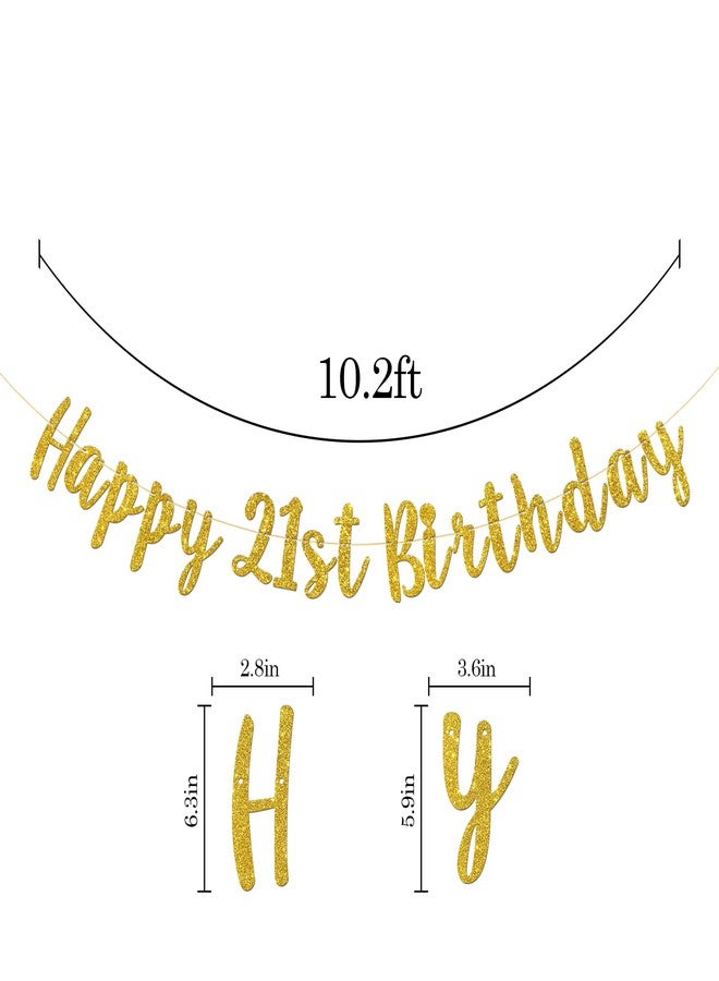 Ozekov Happy 21st Birthday Banner Boy Girl's Twenty One Years Old Cheers to 21 Years Banner, 21st Birthday Party Decorations Supplies Gold Glitter - Image 2